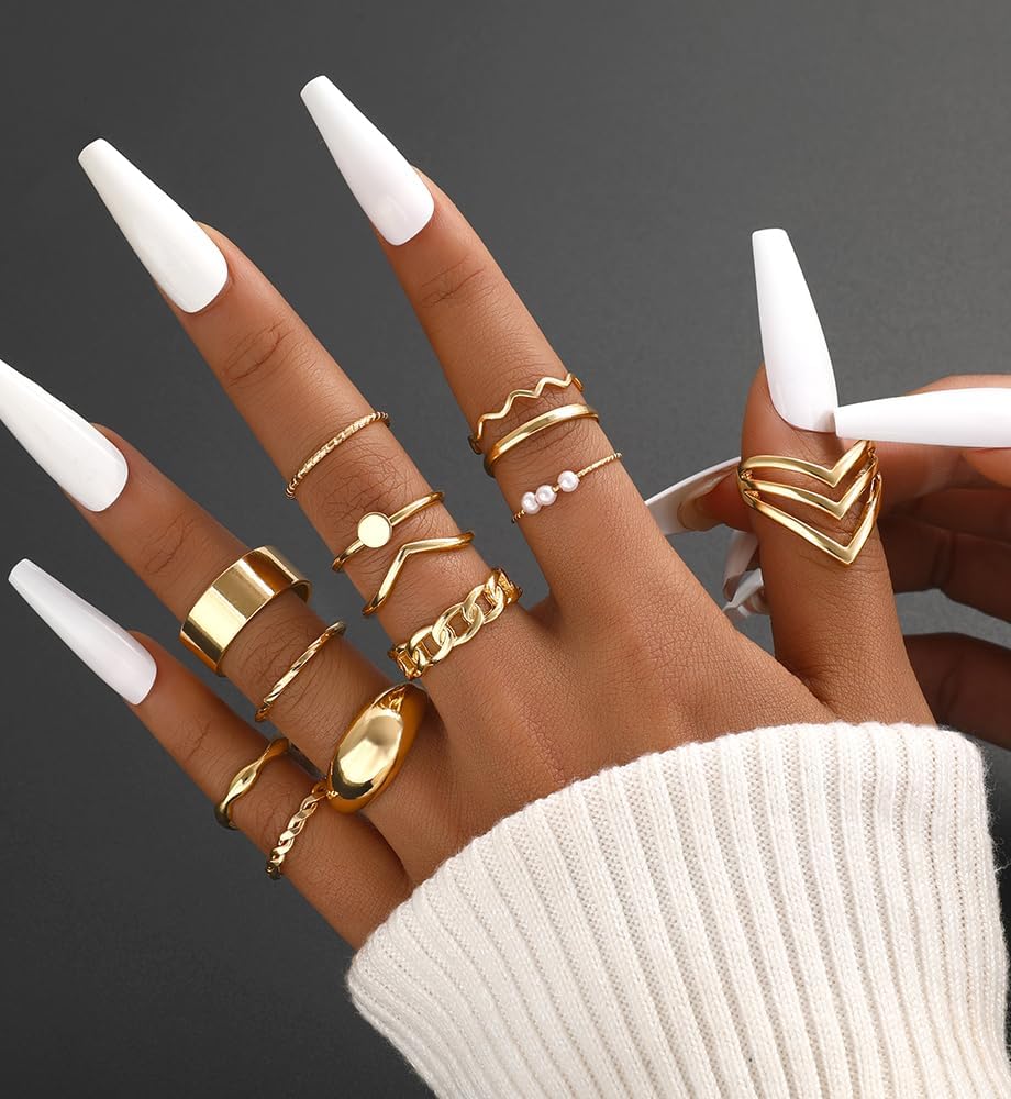 Manufacturer  iF YOU 25 Pcs Gold Knuckle Ring Set for Women, Chunky Stackable Finger Midi Rings, Silver Simple Stacking Cute Rings Pack Trendy Stuff Jewelry Gift   rings