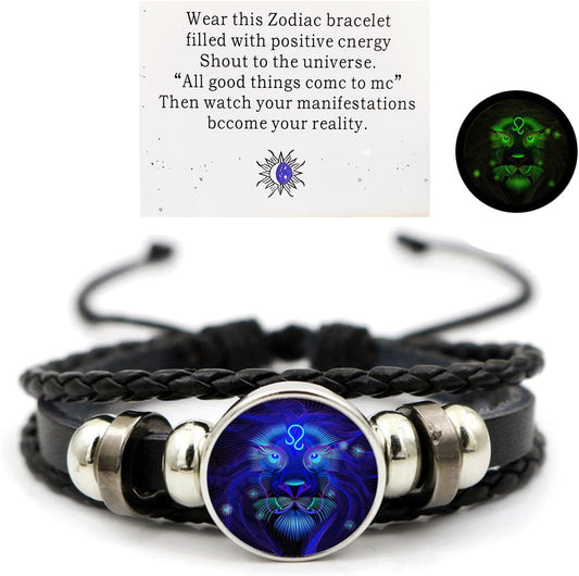 Manufacturer  Zodiac Signs Spirit Bracelet Zodiac Bracelet for Women Men Adjustable 12 Constellation Bracelet Multilayer Zodiac Black Leather Bracelets Zodiac Sign Wrap Bracelet for Women Men Birthday Jewelry  bracelets