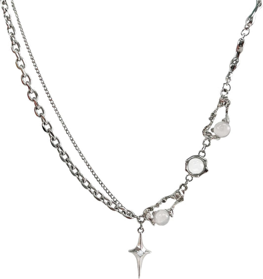 Manufacturer  Y2k Irregular Necklace Star Pendant Moonlight Stone Fashion Collar Chain Design Spicy Silver Jewelry for Women  Necklace