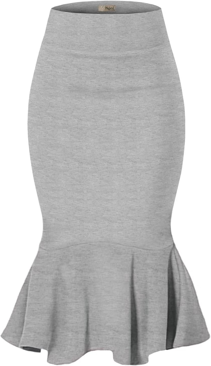 Manufacturer  Hybrid & Company Womens Premium Nylon Ponte Stretch Office Fishtail Pencil Skirts High Waist Made in The USA Below Knee