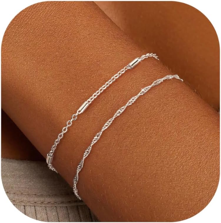 Manufacturer  KOHOTA Silver Gold Bracelets for Women Trendy 14K Gold Plated Bracelet for Women Non Tarnish Dainty Stackable Layered Chain Heart Pearl Knot Beaded Bracelets Stack Set Charm Mothers Day Jewelry Gifts  bracelets