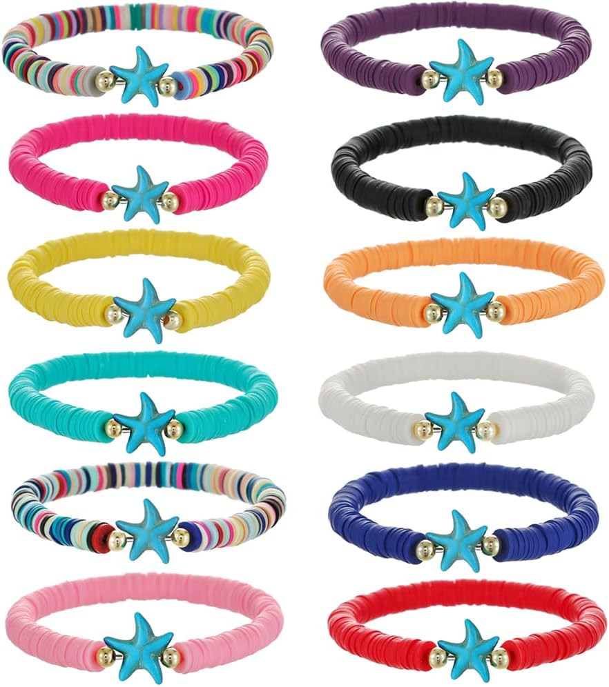 Manufacturer  12pcs Friendship Bracelets Beaded Bracelets Heishi Bracelet Cute Bracelets Stack Vinyl Clay Disc Bead Surfer Stretch Summer Beach Bracelets For Women Preppy Bracelets  bracelets