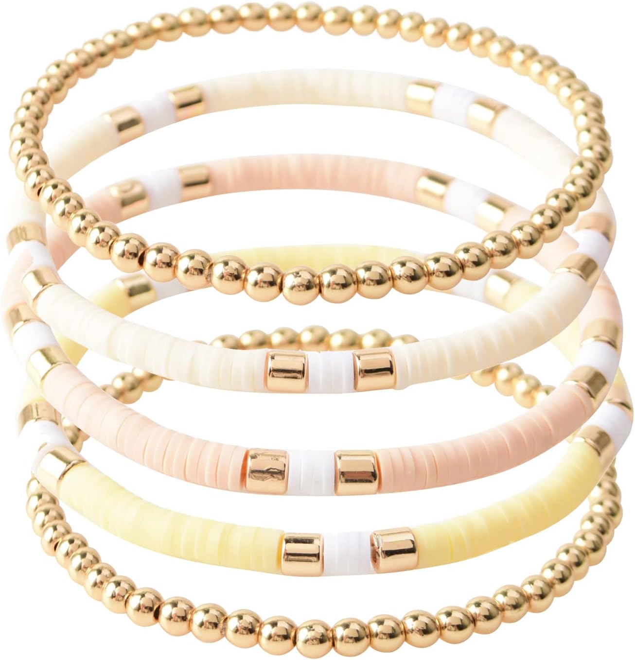 Manufacturer  GOOJIDS Surfer Heishi Clay Bead Bracelets for Women Bohemian Stackable Gold Beaded Stretch Bracelets Elastic Layering Friendship Bracelets Set Boho Jewelry  bracelets