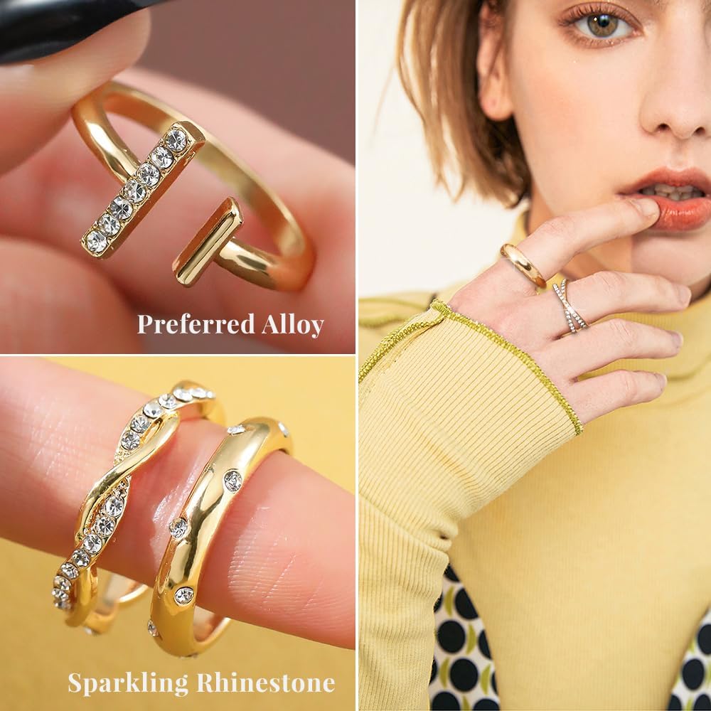 Manufacturer  KISS WIFE Gold Knuckle Rings Set for Women, Dainty Simple Trendy Cute Stackable Finger Rings Pack, Perfect for Stacking Layering on Thumb and Knuckle, Mixed Size, Jewelry Gift   rings