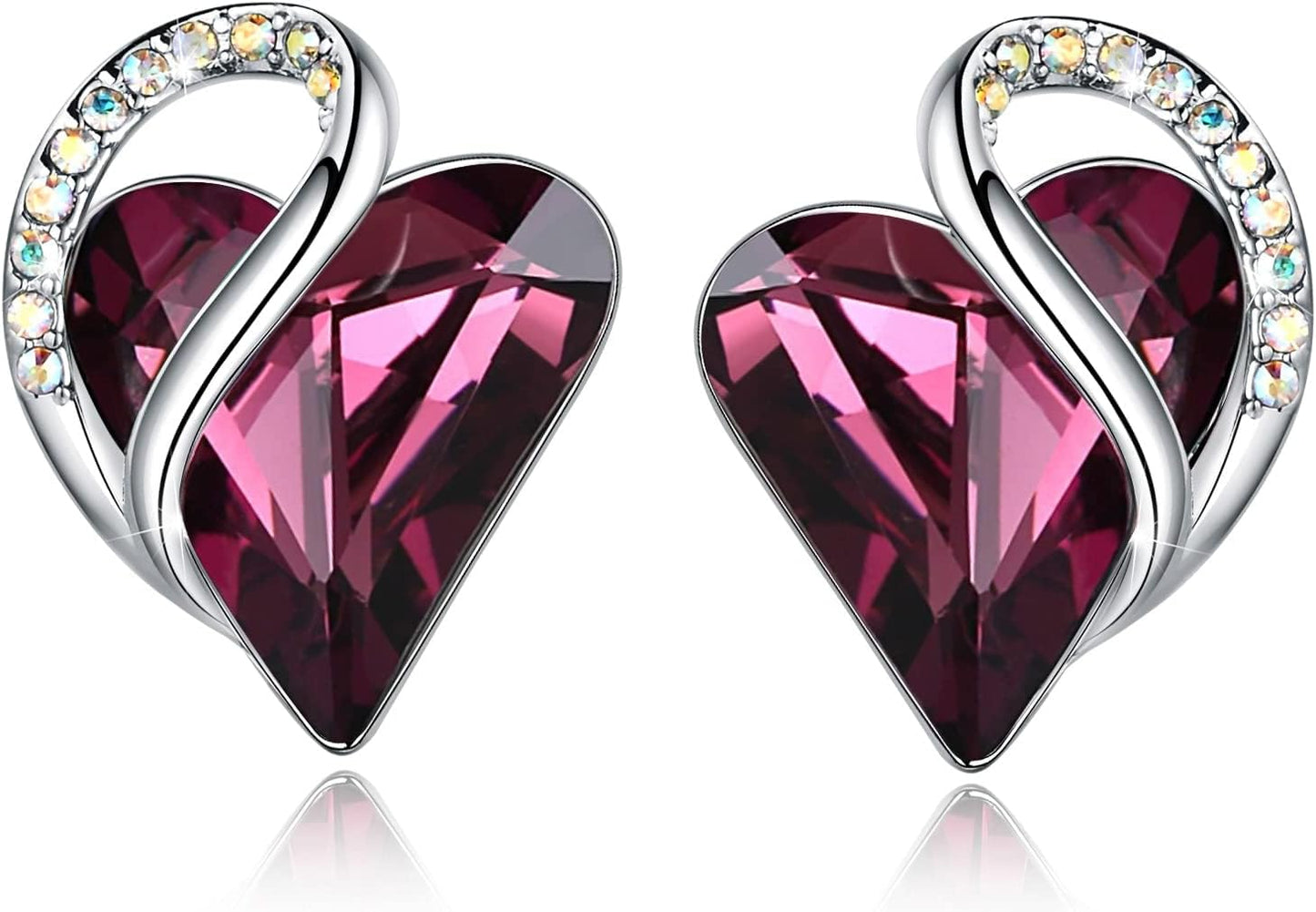 Manufacturer  Earrings for Women, Mothers Day Gift for Mom, Heart Birthstone Crystal Stud Earring, Silver Plated Birthday Jewelry  earring