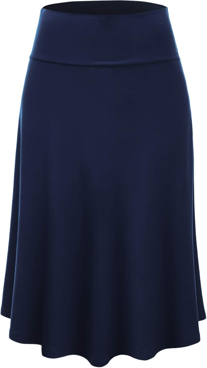 Manufacturer  Lock and Love Women's Solid Ombre Lightweight Flare Midi Pull On Closure Skirts S-XXXL Plus Size