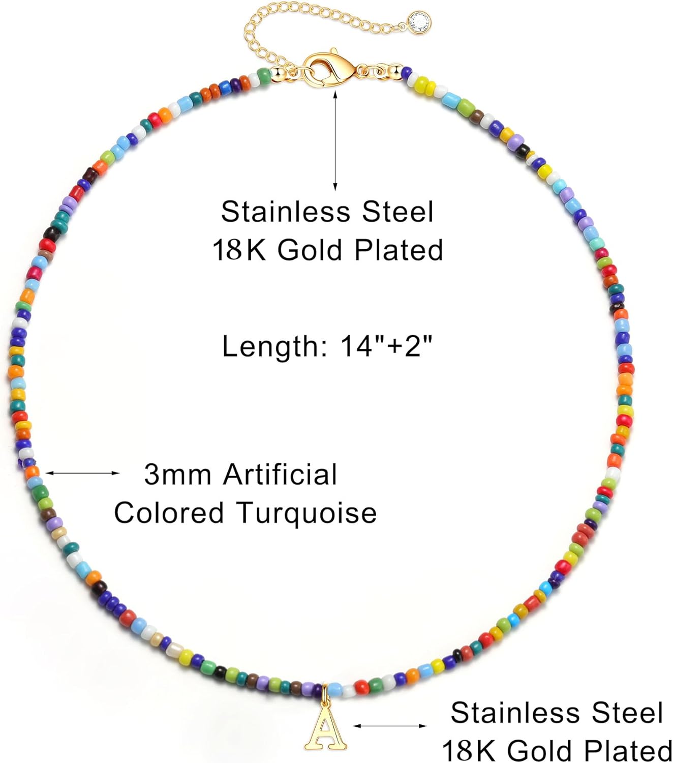 Manufacturer  Yoosteel Colorful Beaded Initial Necklaces for Girls Gifts - Cute Initial Necklaces for Teen Girl Women Trendy Letter Necklace Jewelry for Girls Kids Personalized Birthday Back to School Gifts  necklace