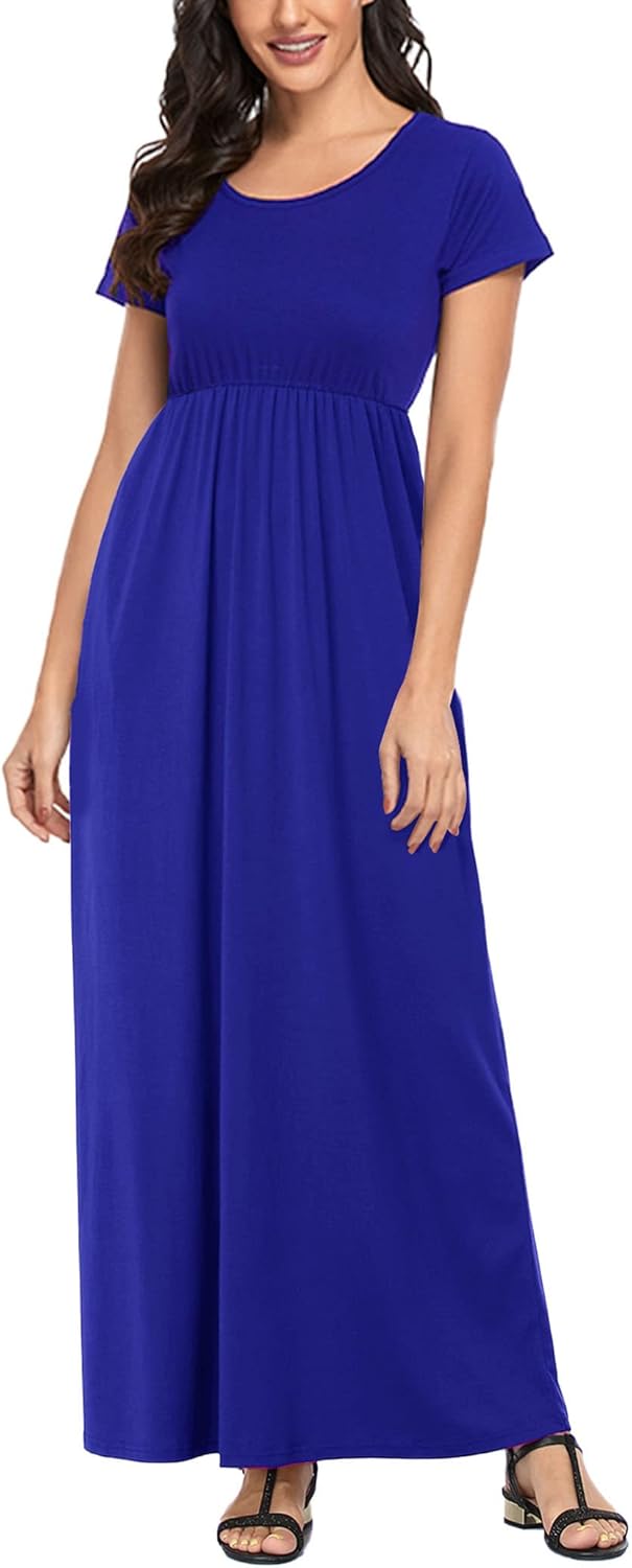 Manufacturer  Lacavocor Womens Short Sleeve Maxi Dresses Empire Waist Long Dress dresses