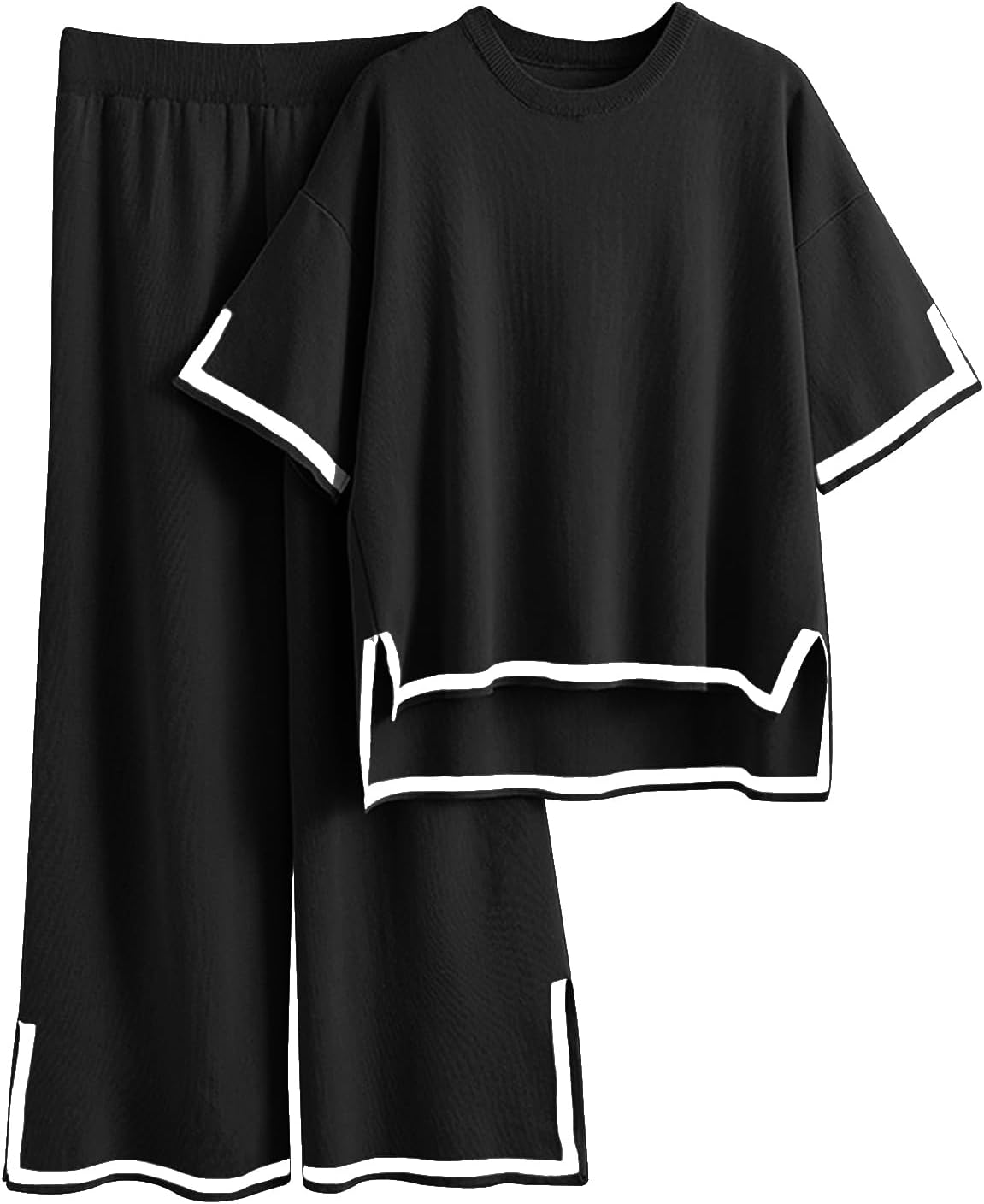 Imily Bela Womens Plus Size Lounge Sets 2 Piece Outfits Short Sleeve Pullover Tops Wide Leg Pants Summer Travel Outfits suits