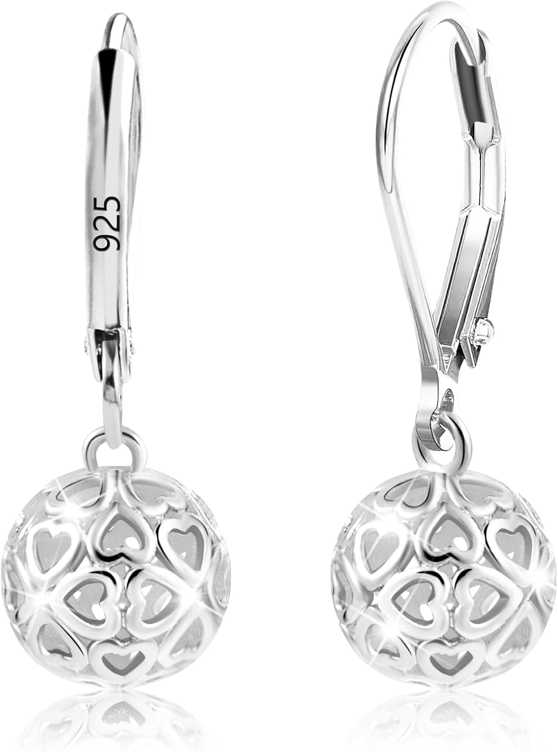 Manufacturer  925 Sterling Silver 14K Gold French Style Leverback Earrings, Heart Dangle Drop Earrings for Women Hypoallergenic Jewelry  earring