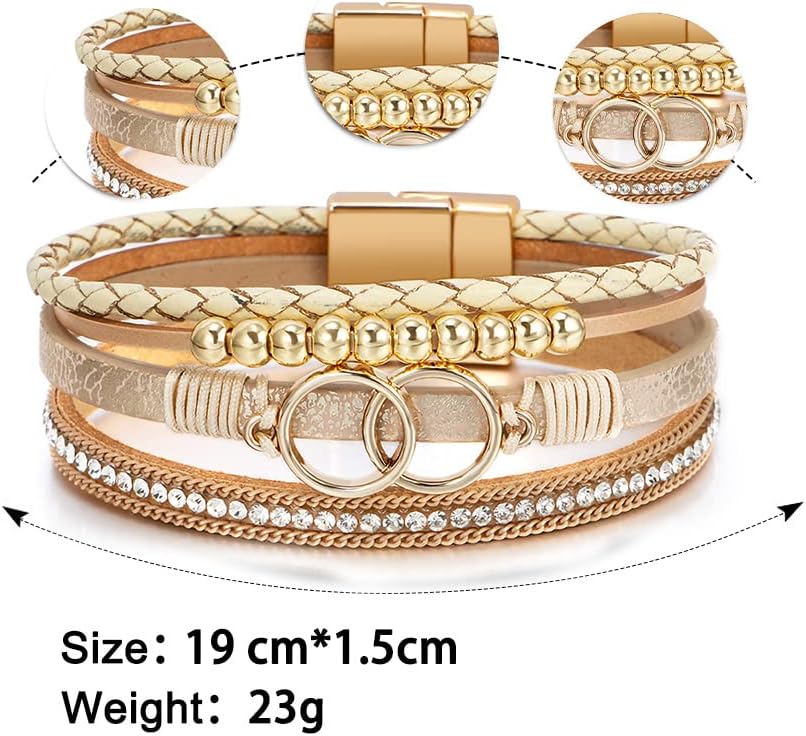 Manufacturer  Fesciory Leopard Bracelet for Women, Boho Leather Wrap Multi-Layer Pearl Crystal Bracelet Bangle Jewelry  bracelets