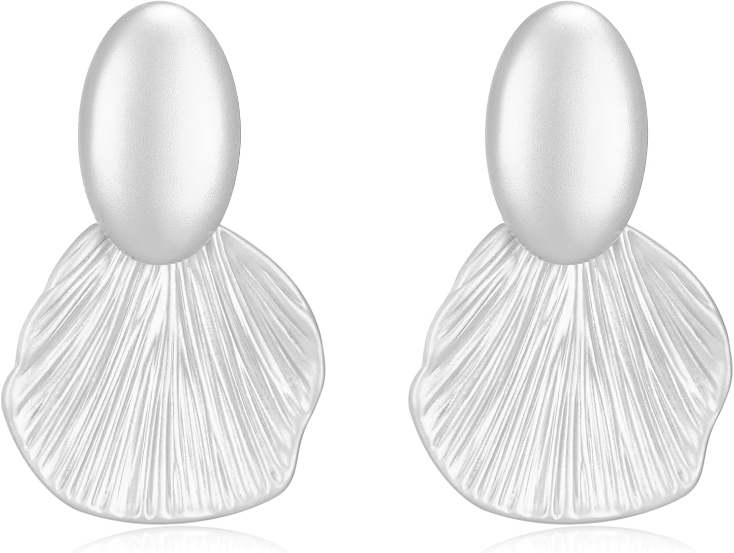 Manufacturer  Gold Plated Earrings Dangle Chunky Fan-shaped Earrings Shell Earring for Women Two-Tone Fashion Statement Jewelry  earring