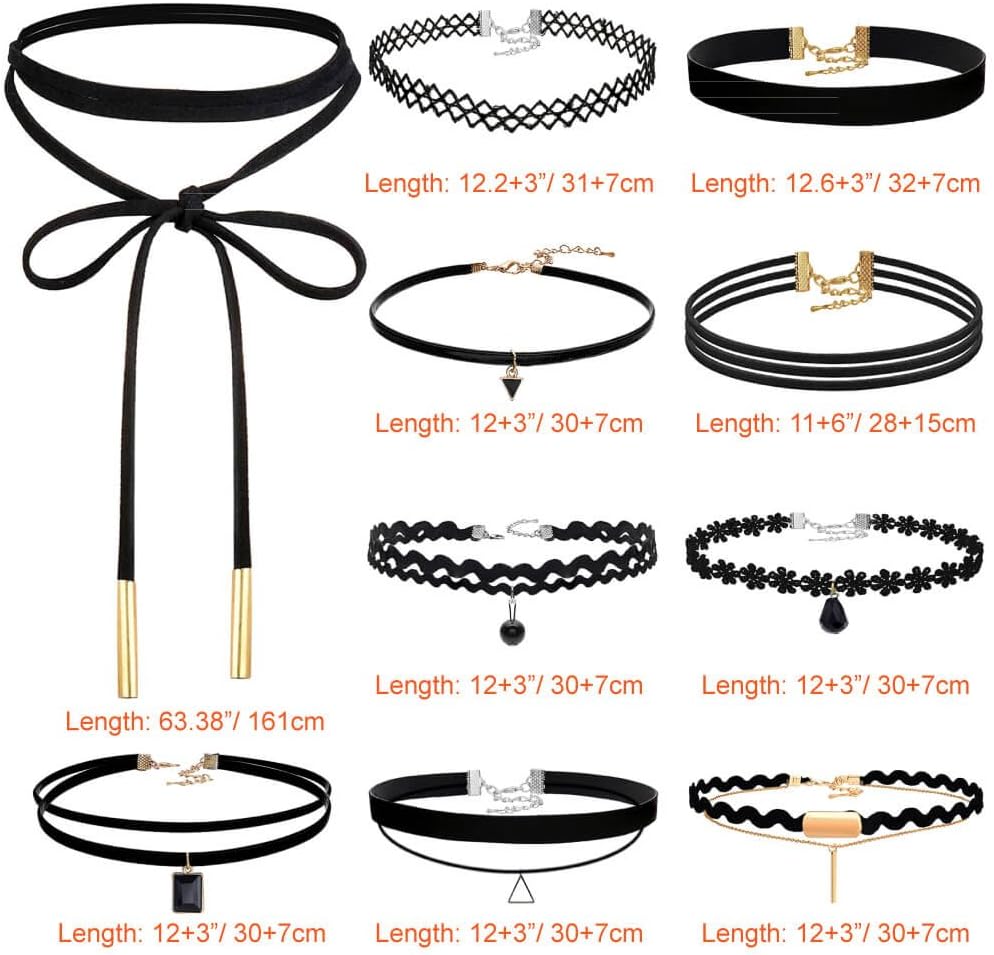 Manufacturer  PAXCOO 10PCS Black Velvet Choker Necklaces with A Stroage Bag for Women  necklace