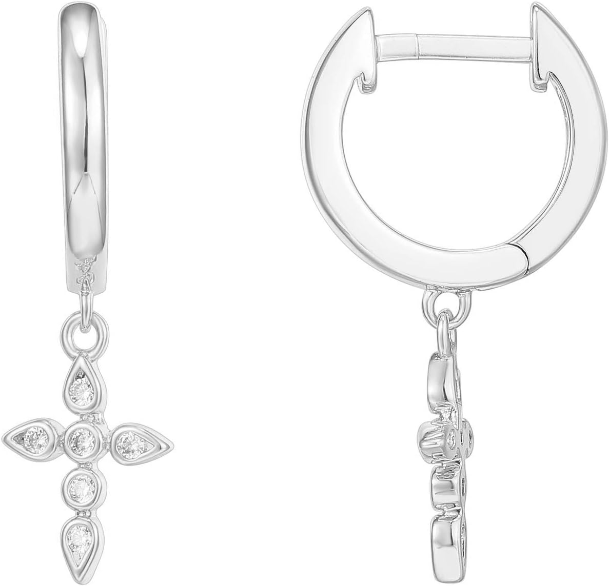 Manufacturer  PAVOI 14K Gold Plated Sterling Silver Posts Cross Earrings for Women | Small Religious Faith Cubic Zirconia Cross Studs Huggies Earrings  earring