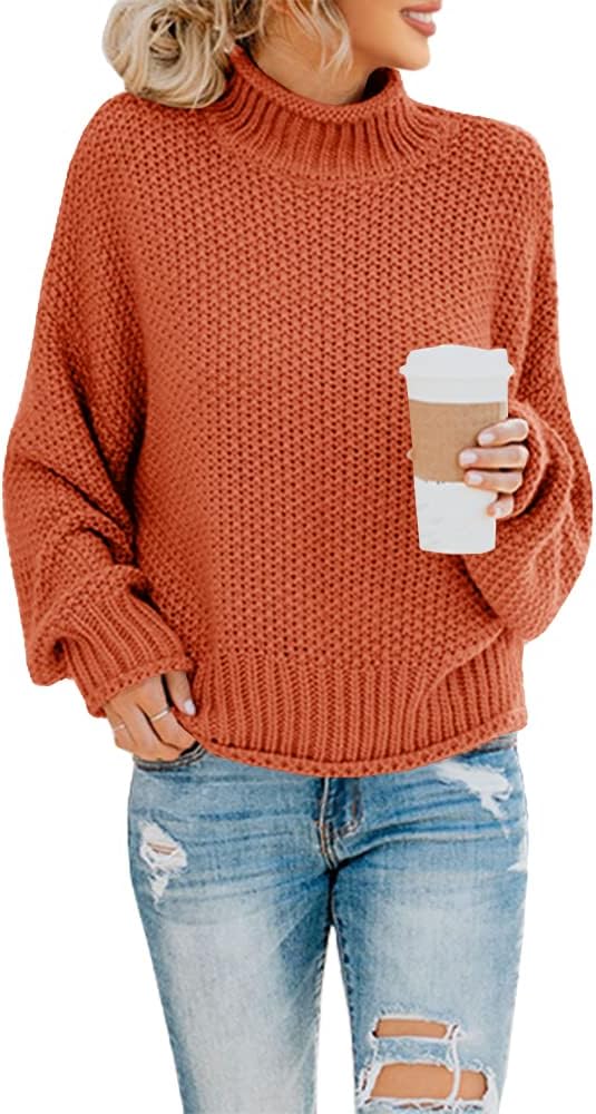 Manufacturer  Saodimallsu Womens Turtleneck Oversized Sweaters Batwing Long Sleeve Pullover Loose Chunky Knit Jumper   sweaters