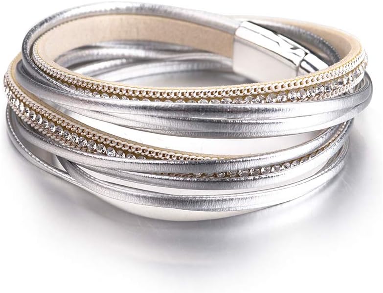 Manufacturer  Fesciory Leather Wrap Bracelets for Women, Boho Leopard Multi-Layer Crystal Beads Cuff Bracelet Jewelry  bracelets