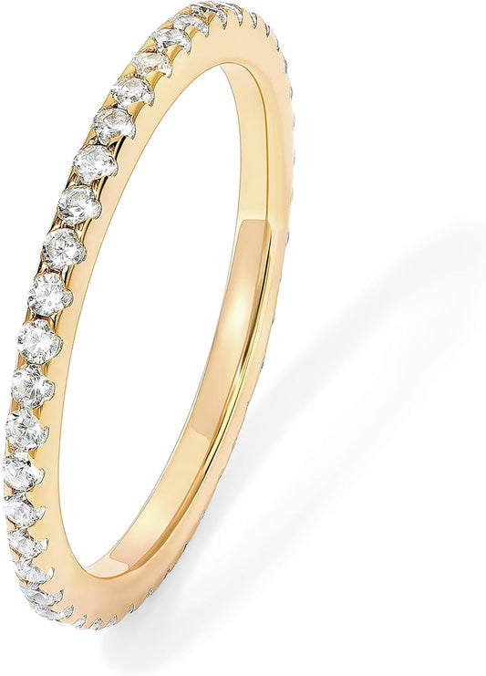Manufacturer  PAVOI 14K Gold Plated Solid 925 Sterling Silver CZ Simulated Diamond Stackable Ring Eternity Bands for Women   rings