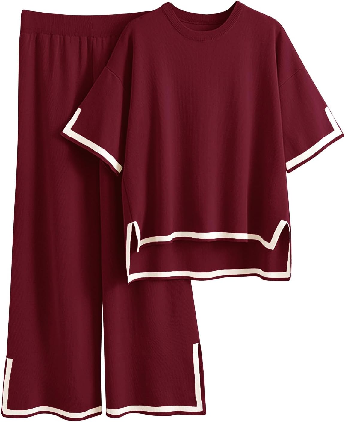 Imily Bela Womens Plus Size Lounge Sets 2 Piece Outfits Short Sleeve Pullover Tops Wide Leg Pants Summer Travel Outfits suits