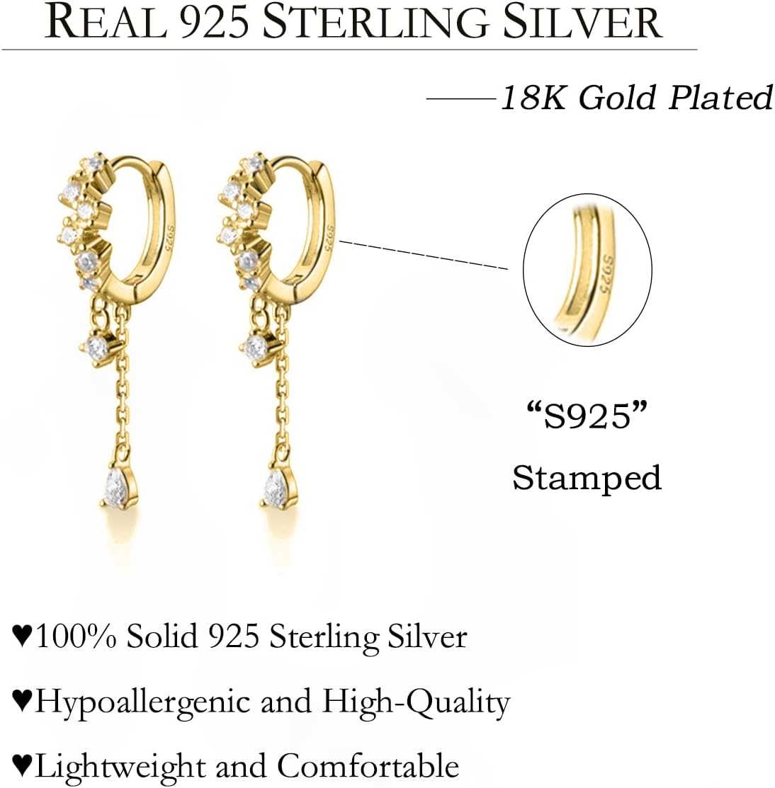 Manufacturer  SLUYNZ 925 Sterling Silver CZ Hoop Earrings Dangle for Women Teen Girls Teardrop Huggie Earrings Drop Water Droplets Dangle Earrings Drop  earring