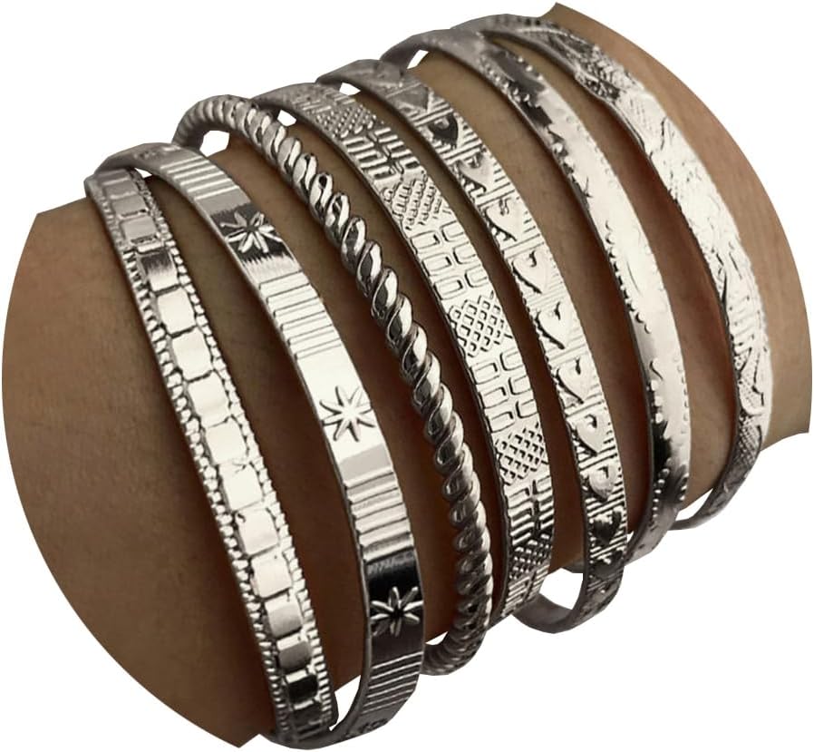 Manufacturer  IFKM Gold Bangle Bracelets For Women, 14k Gold Plated Multi Layer Stackable Cuff Bracelet Set, Trendy Elegance Charms Non Tarnish Minimalist Textured Boho Jewelry Gift for Women  bracelets