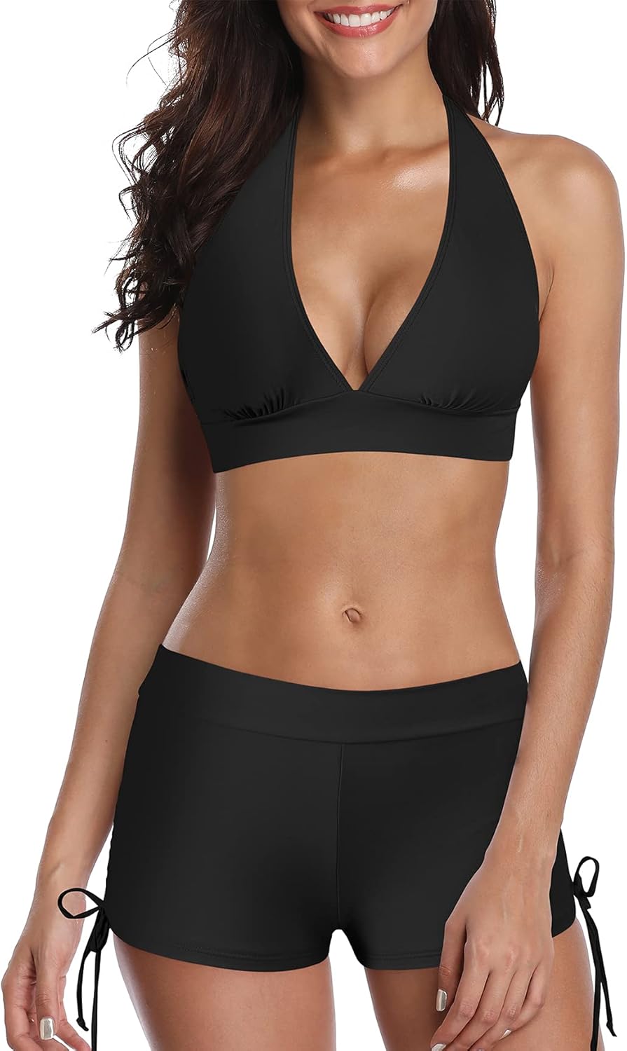 Manufacturer  Women's Sporty Two Piece Swimsuits Halter Push Up Bathing Suits Athletic Swimwear for Women  Swimsuit