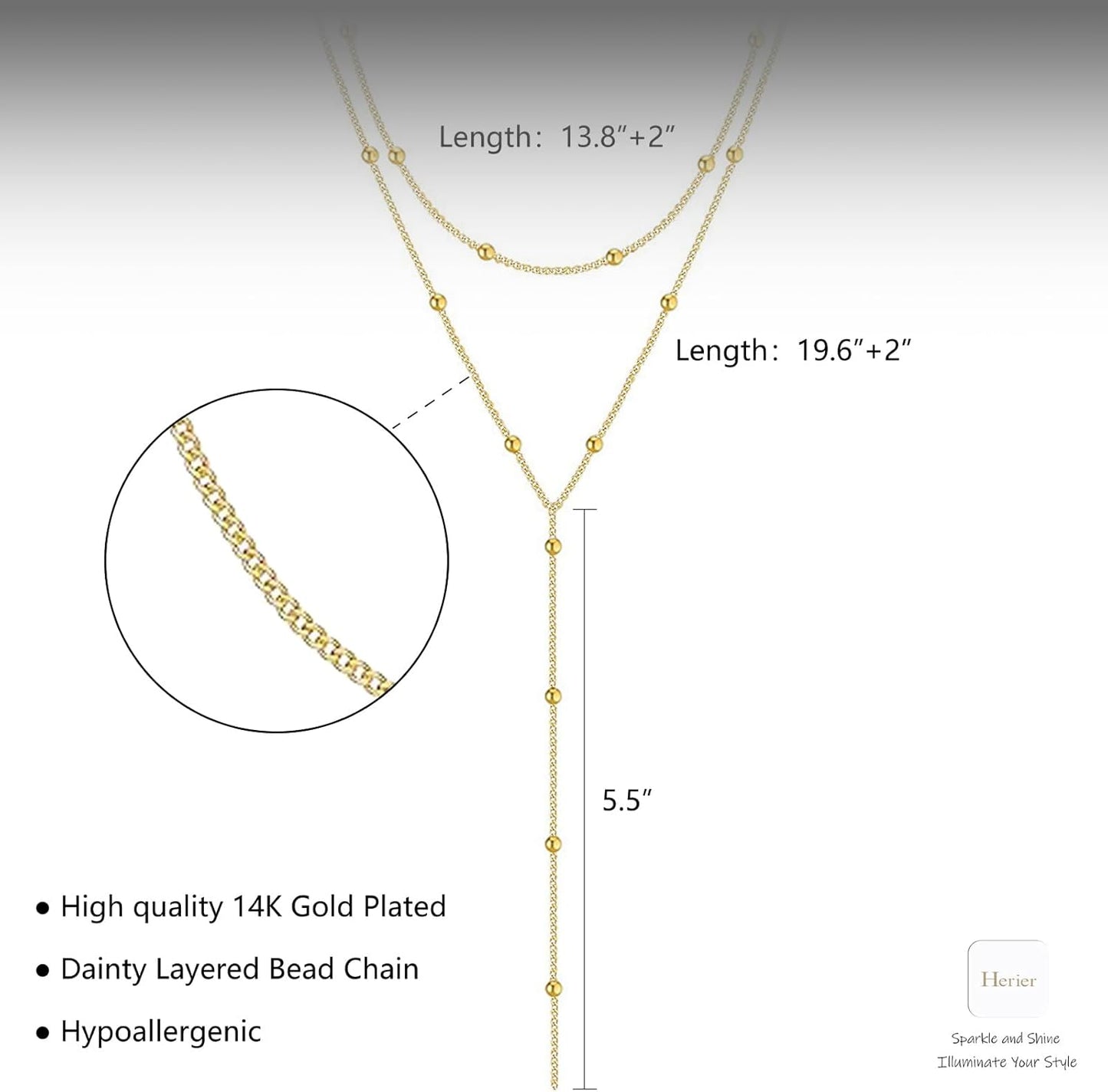 Manufacturer  Lariat Gold Necklace for Women, Dainty Long Necklace 14k Gold Plated/Silver Y-Shaped Layered Beaded Chain Drop Necklaces for Women Trendy Simple Gold Jewelry for Women Gifts  Necklace