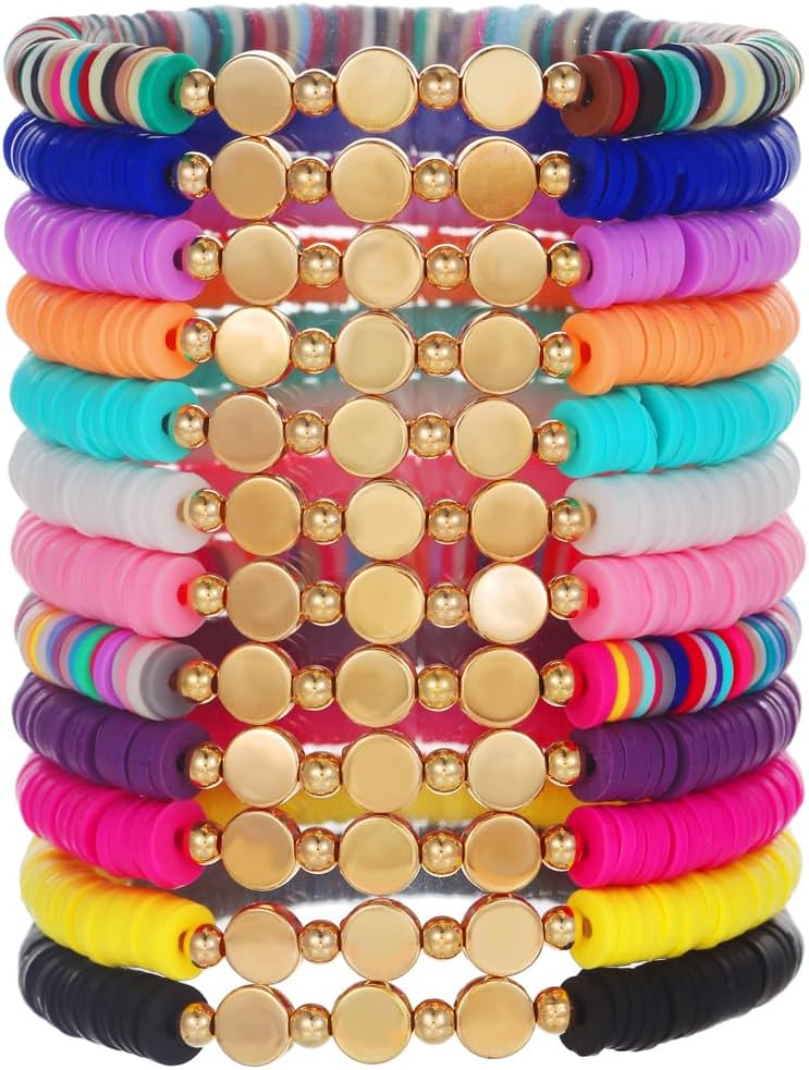 Manufacturer  12pcs Friendship Bracelets Beaded Bracelets Heishi Bracelet Cute Bracelets Stack Vinyl Clay Disc Bead Surfer Stretch Summer Beach Bracelets For Women Preppy Bracelets  bracelets