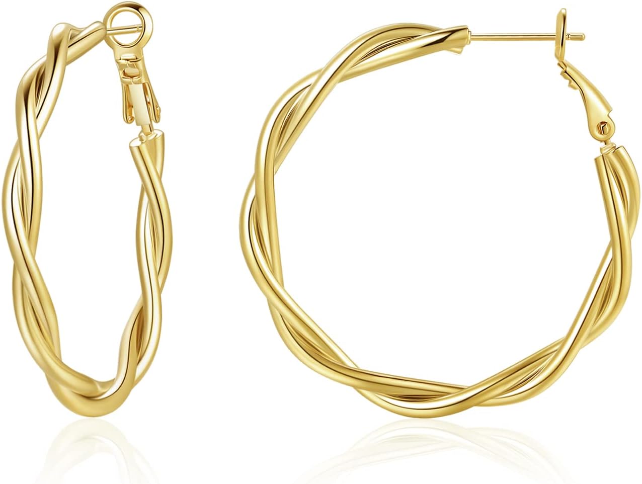 Manufacturer  Hoop Earrings for Women, 14K Gold Sterling Silver Chunky Twisted Hoops Earring Hypoallergenic Ear Jewelry  earring