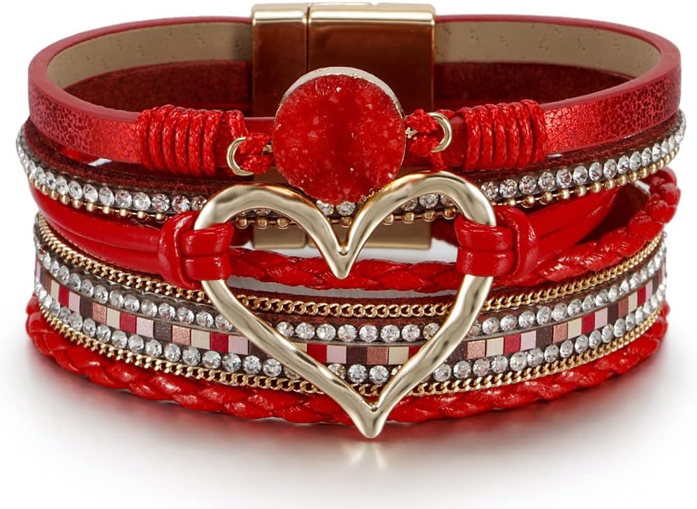 Manufacturer  Fesciory Leopard Bracelet for Women, Boho Leather Wrap Multi-Layer Pearl Crystal Bracelet Bangle Jewelry  bracelets