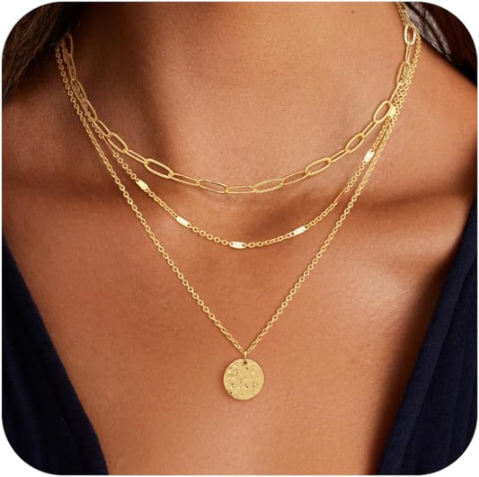 Manufacturer  Layered Gold Necklace for Women, 14K Gold Plated Necklace Stack for Women, Dainty Adjustable Gold Necklace Set  necklace