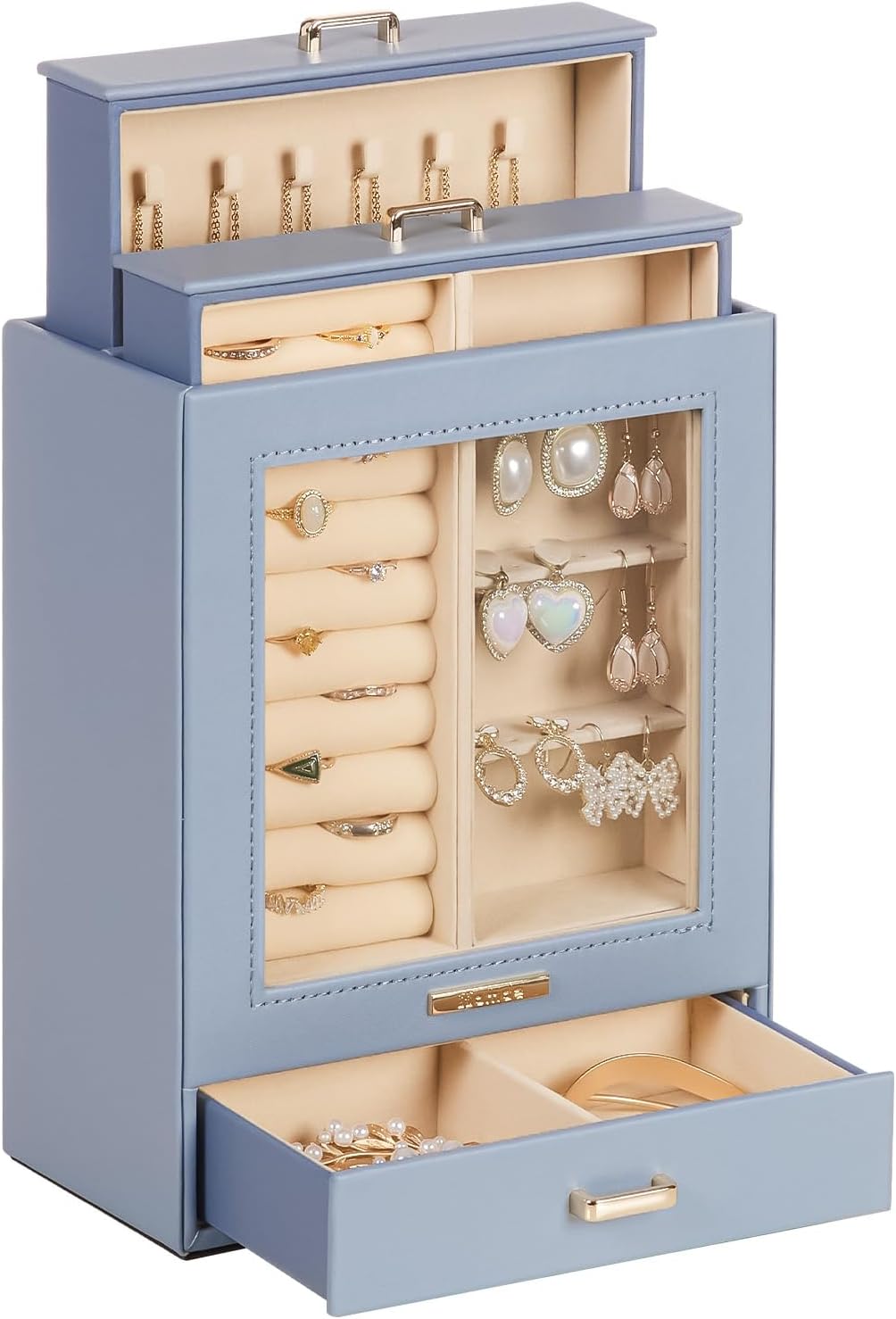 Manufacturer  Homde Jewelry Organizer Girls Women Jewelry Box for Necklaces Rings Earrings Gift Bracelets Storage Case (White + Gold)   rings