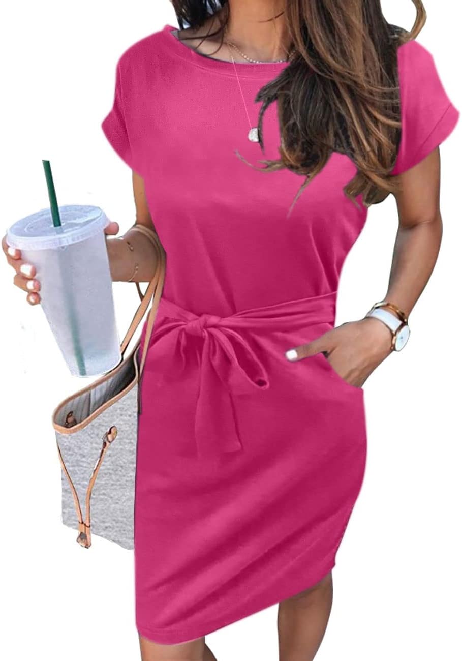 Manufacturer  MEROKEETY Women's Summer Striped Short Sleeve T Shirt Dress Casual Tie Waist with Pockets dresses