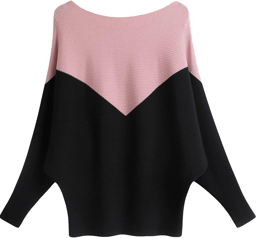 Manufacturer  Ckikiou Womens Lightweight Oversized Boat Neck Sweaters Tops Dolman Batwing Sleeve Ribbed Knitted Pullovers   sweaters