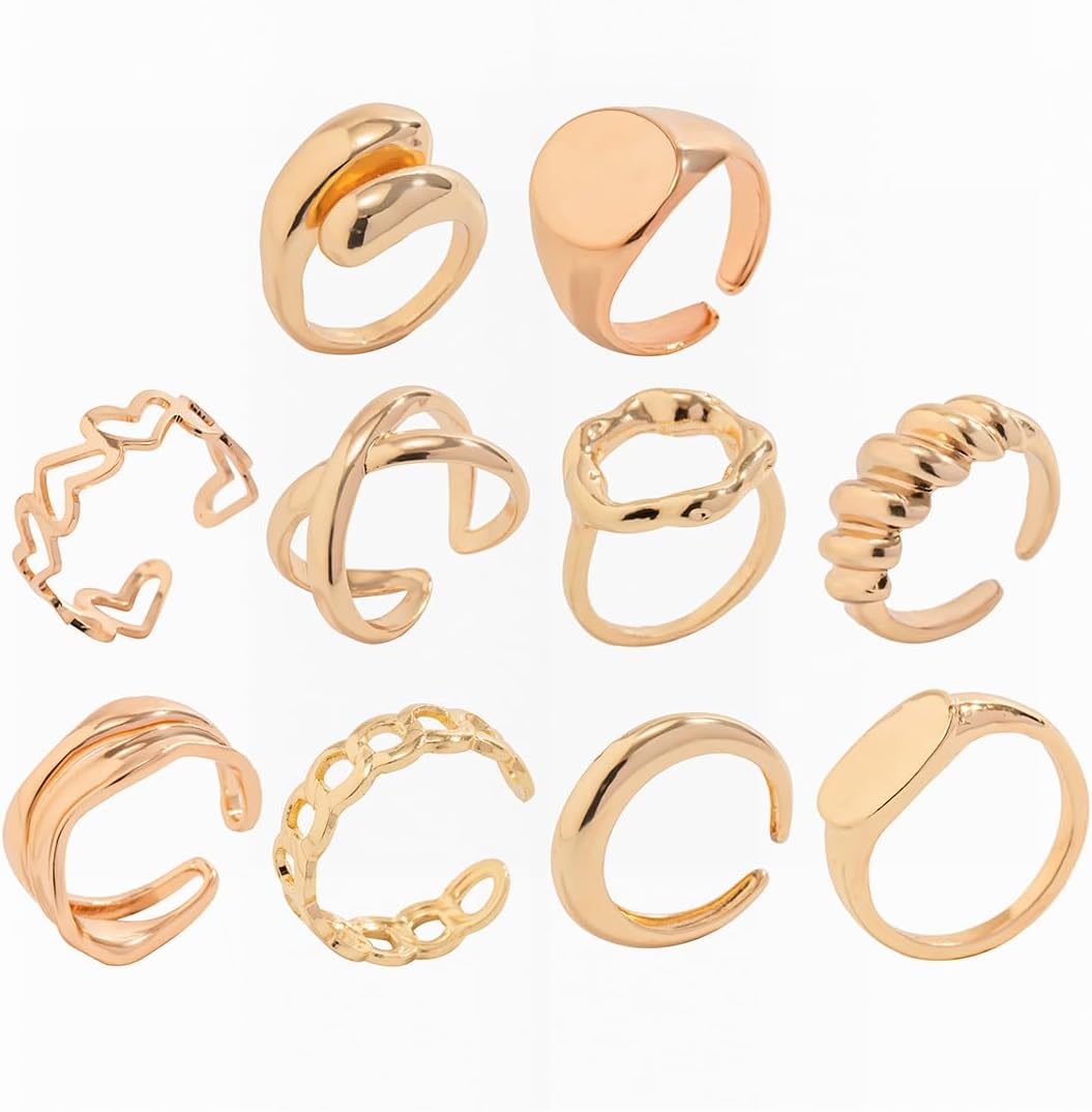 Manufacturer  FUTIMELY 14K Gold Stackable Knuckle Rings Set for Women Teen Girls,Aesthetic Silver 10Pcs Trendy Dainty Open Midi Rings Set,Midi Finger Rings Pack Jewelry Gifts   rings