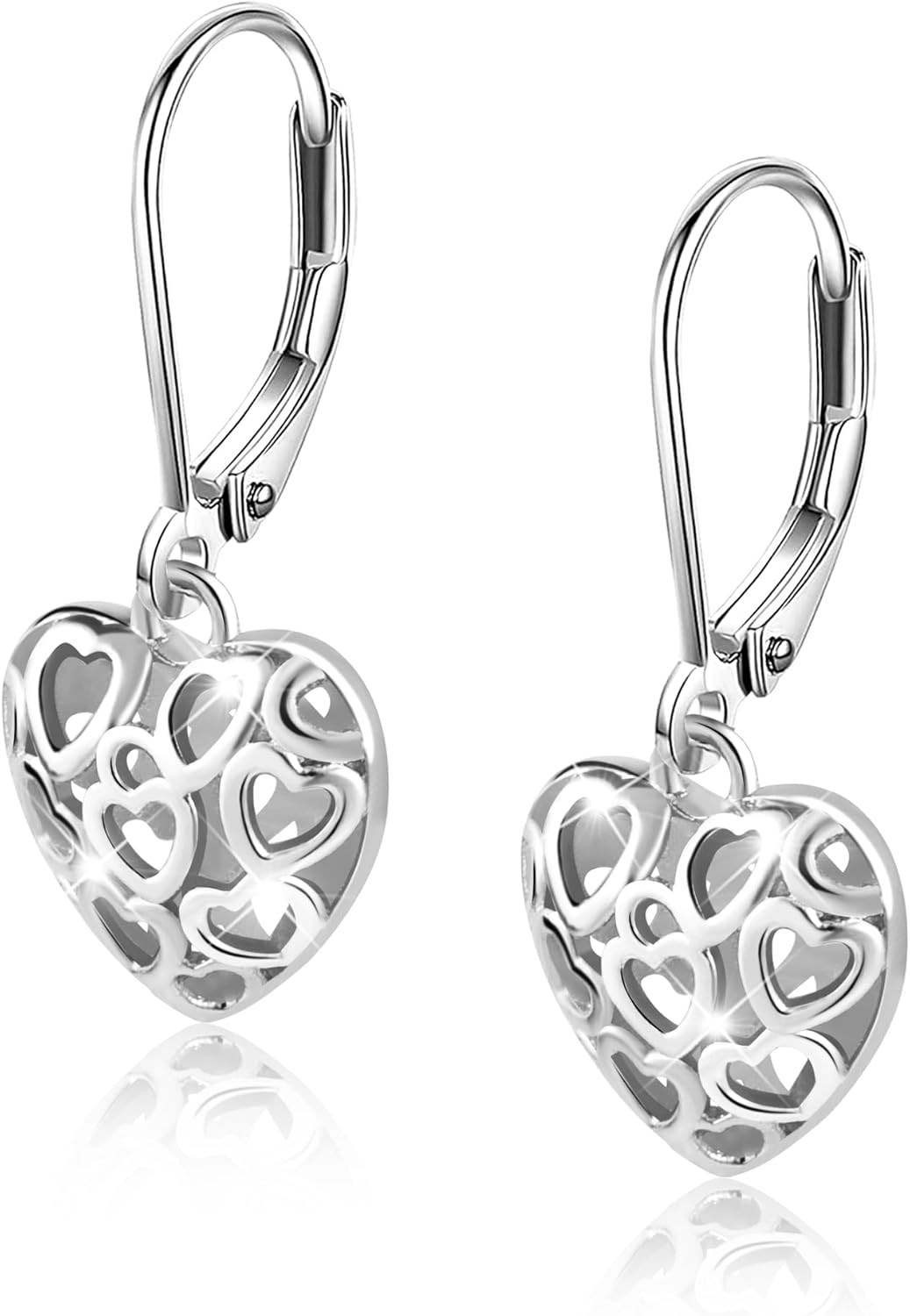 Manufacturer  925 Sterling Silver 14K Gold French Style Leverback Earrings, Heart Dangle Drop Earrings for Women Hypoallergenic Jewelry  earring