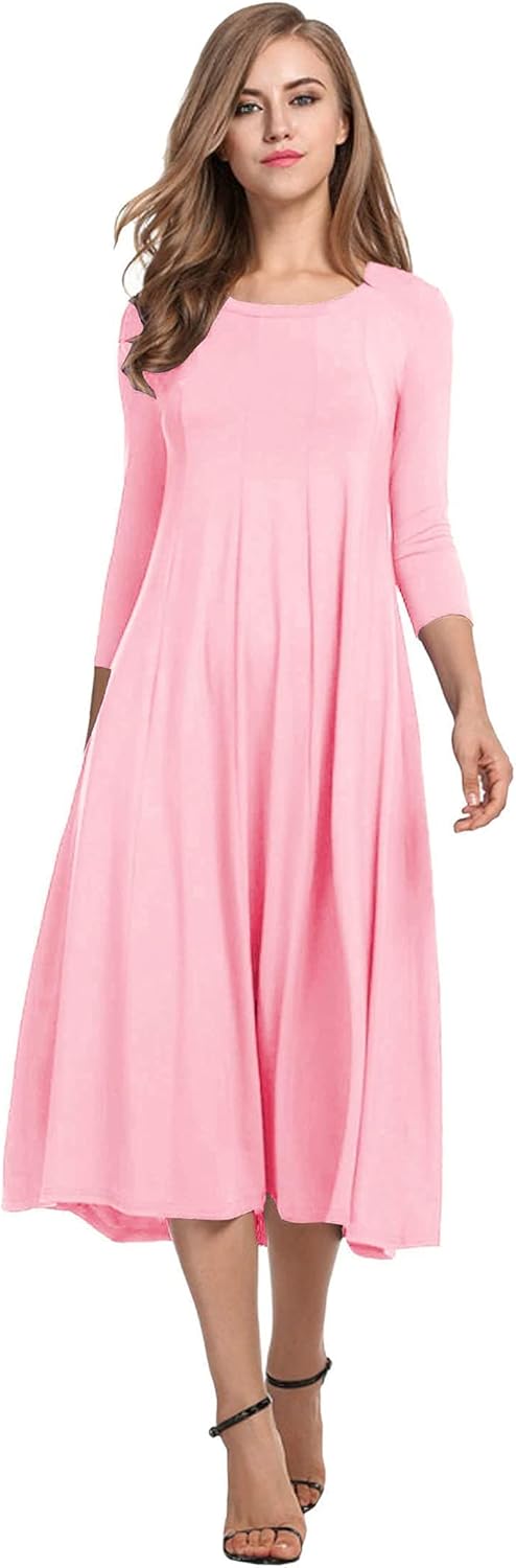 Manufacturer  HOTOUCH Women's 3/4 Sleeve A-line and Flare Midi Long Dress dresses