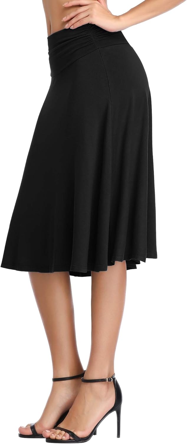 Manufacturer  Urban CoCo Women's Ruched High Waist Knee Length Jersey A-Line Stretchy Flared Casual Skirts