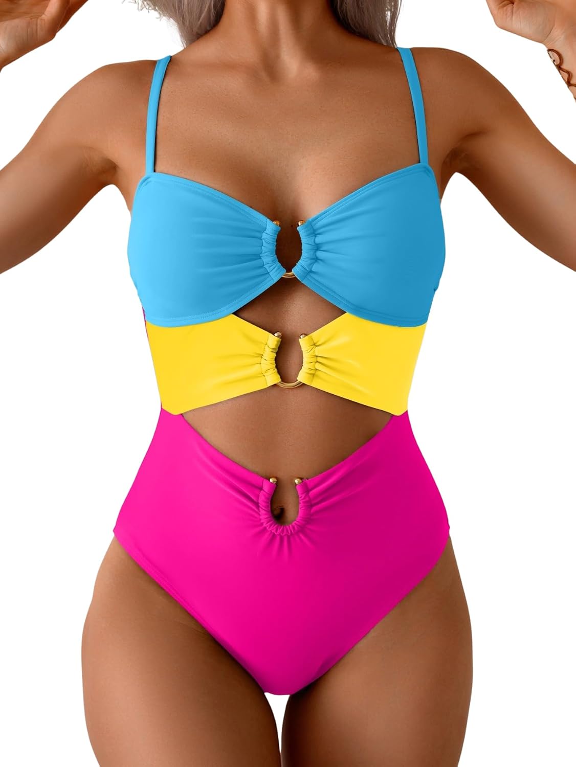 Manufacturer  Eomenie One Piece Swimsuit for Women Ring Linked Monokini Sexy Bathing Suit Cutout Swim Suit  Swimsuit