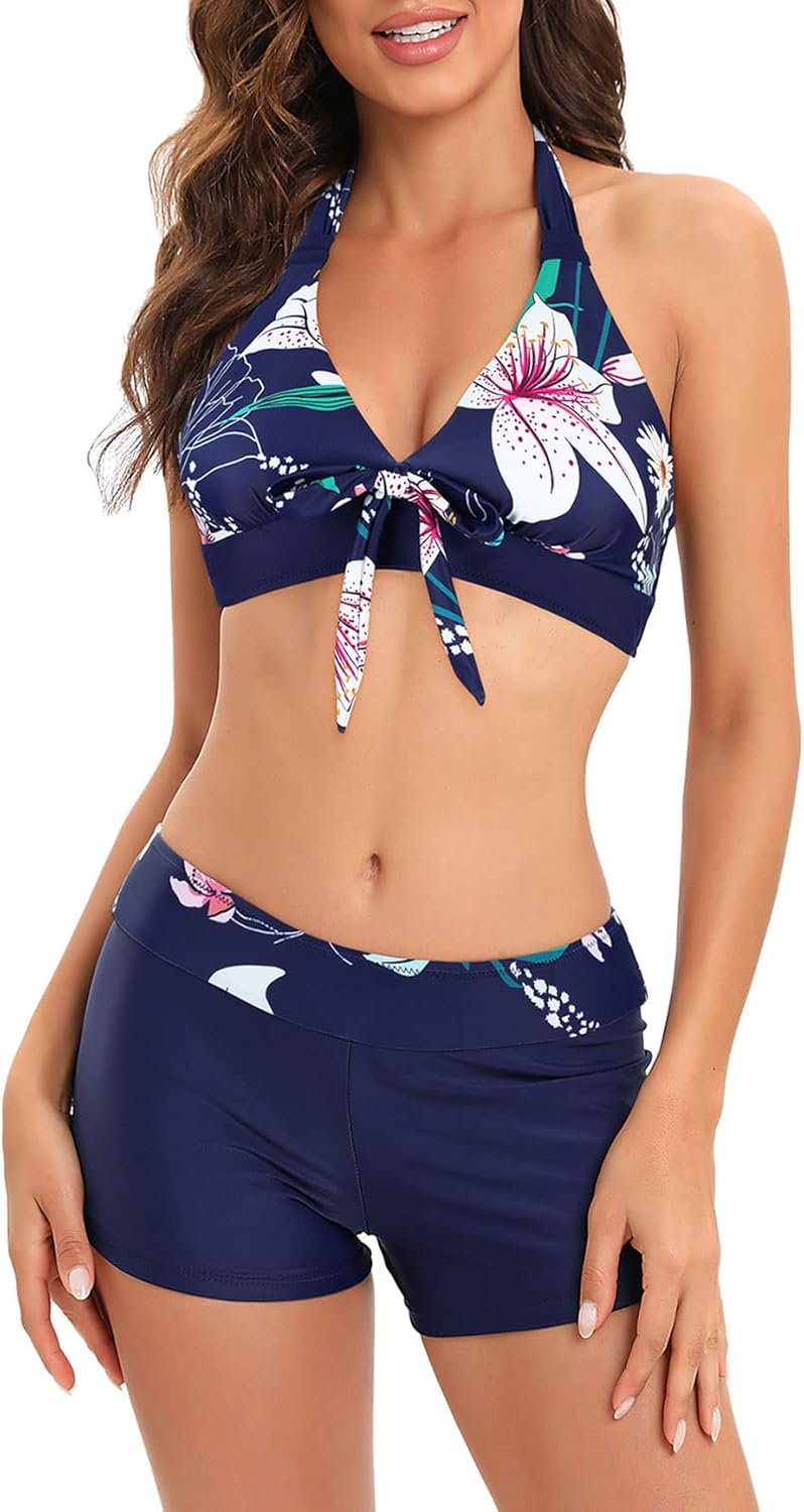 Manufacturer  Women's Sporty Two Piece Swimsuits Halter Push Up Bathing Suits Athletic Swimwear for Women  Swimsuit