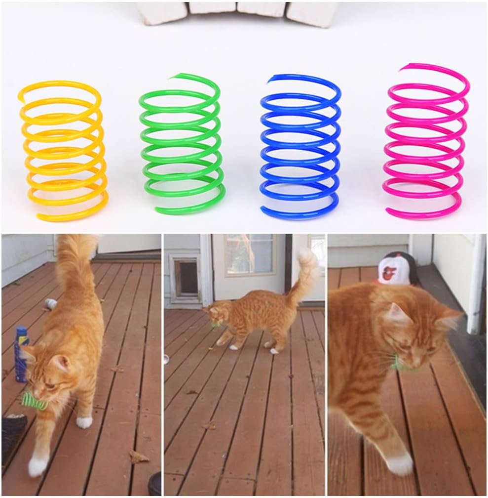 Manufacturer  Andiker Interactive Cat Spiral Creative Spring Toy to Kill Time and Keep Fit, Sturdy and Heavy Plastic for Swatting, Biting, Hunting Kitten Toys, Colorful, 12 pcs    Cat toy