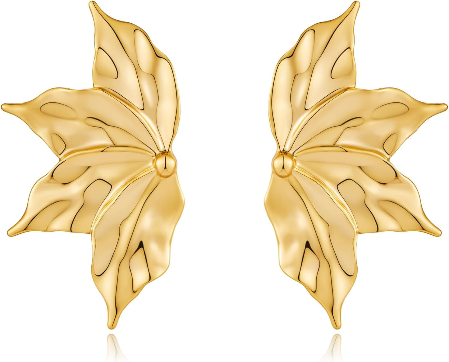 Manufacturer  Chunky Gold Statement Earrings For Women Gold Plated Sectored Flower Leaf Shell Angel Wing Earrings Large Stud Earrings Hypoallergenic Earrings  earring