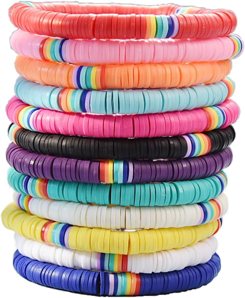 Manufacturer  12pcs Friendship Bracelets Beaded Bracelets Heishi Bracelet Cute Bracelets Stack Vinyl Clay Disc Bead Surfer Stretch Summer Beach Bracelets For Women Preppy Bracelets  bracelets