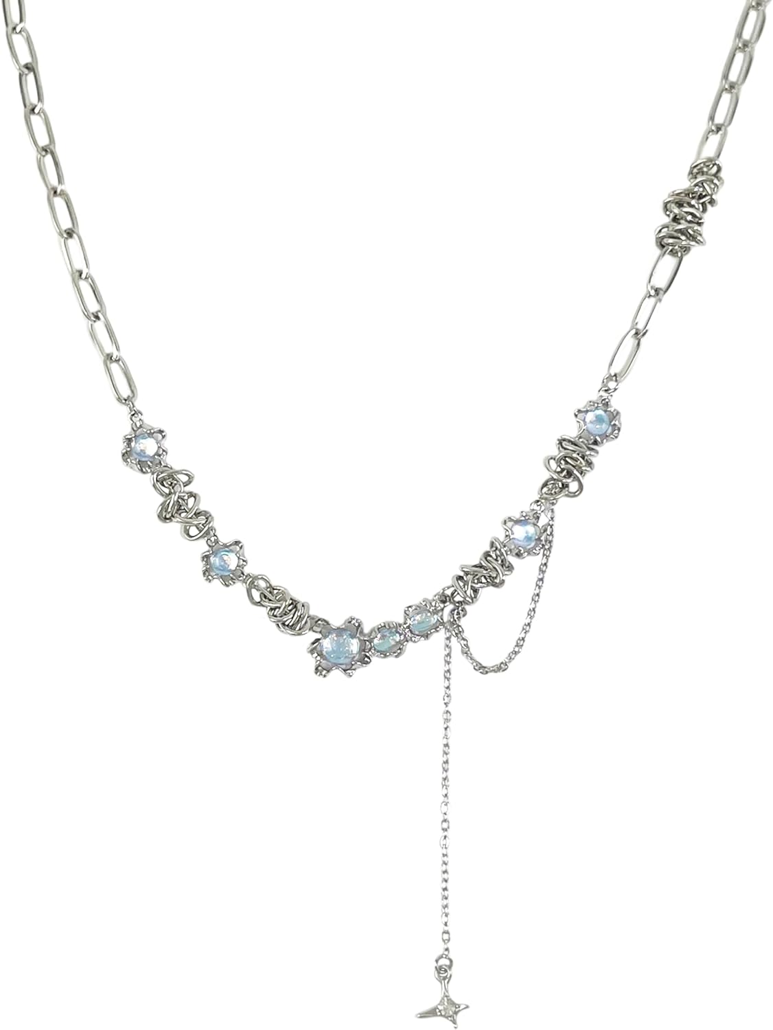 Manufacturer  Y2k Irregular Necklace Star Pendant Moonlight Stone Fashion Collar Chain Design Spicy Silver Jewelry for Women  Necklace