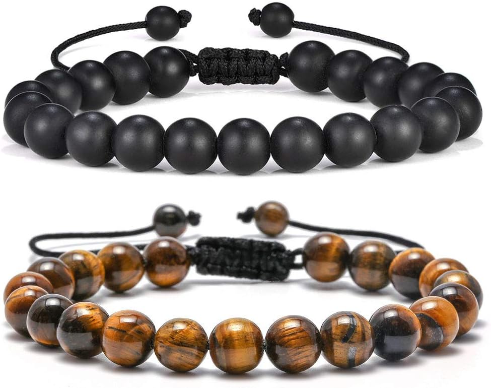 Manufacturer  M MOOHAM Natural Stone Bracelets for Men - 8mm Tiger Eye, Matte Agate, Lava Rock - Teen Boys Gifts for Birthday, Anniversary, Christmas  bracelets