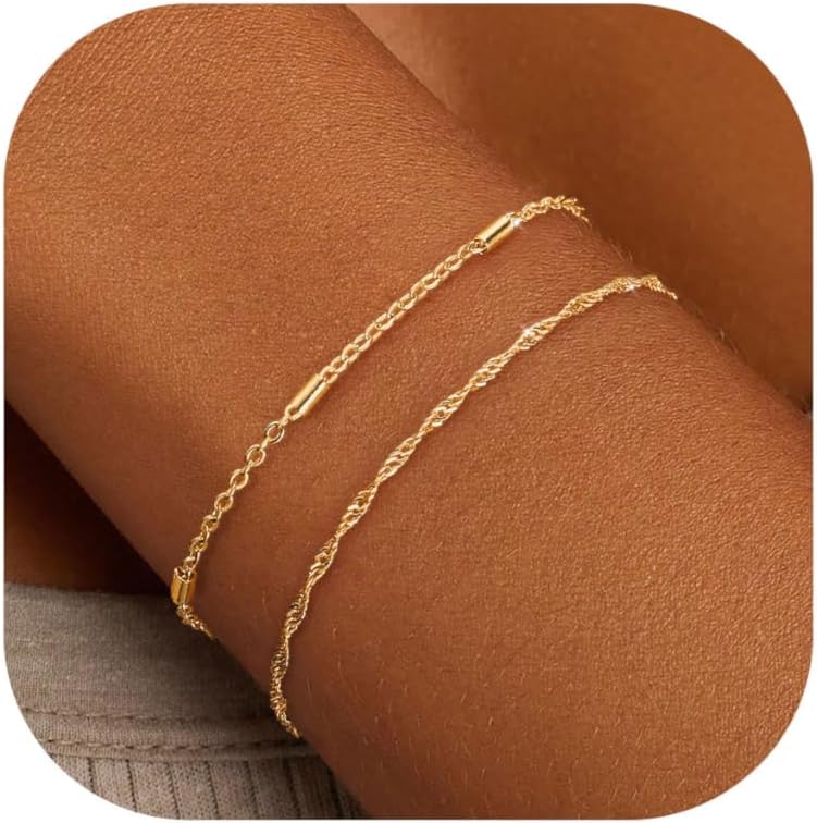 Manufacturer  KOHOTA Silver Gold Bracelets for Women Trendy 14K Gold Plated Bracelet for Women Non Tarnish Dainty Stackable Layered Chain Heart Pearl Knot Beaded Bracelets Stack Set Charm Mothers Day Jewelry Gifts  bracelets