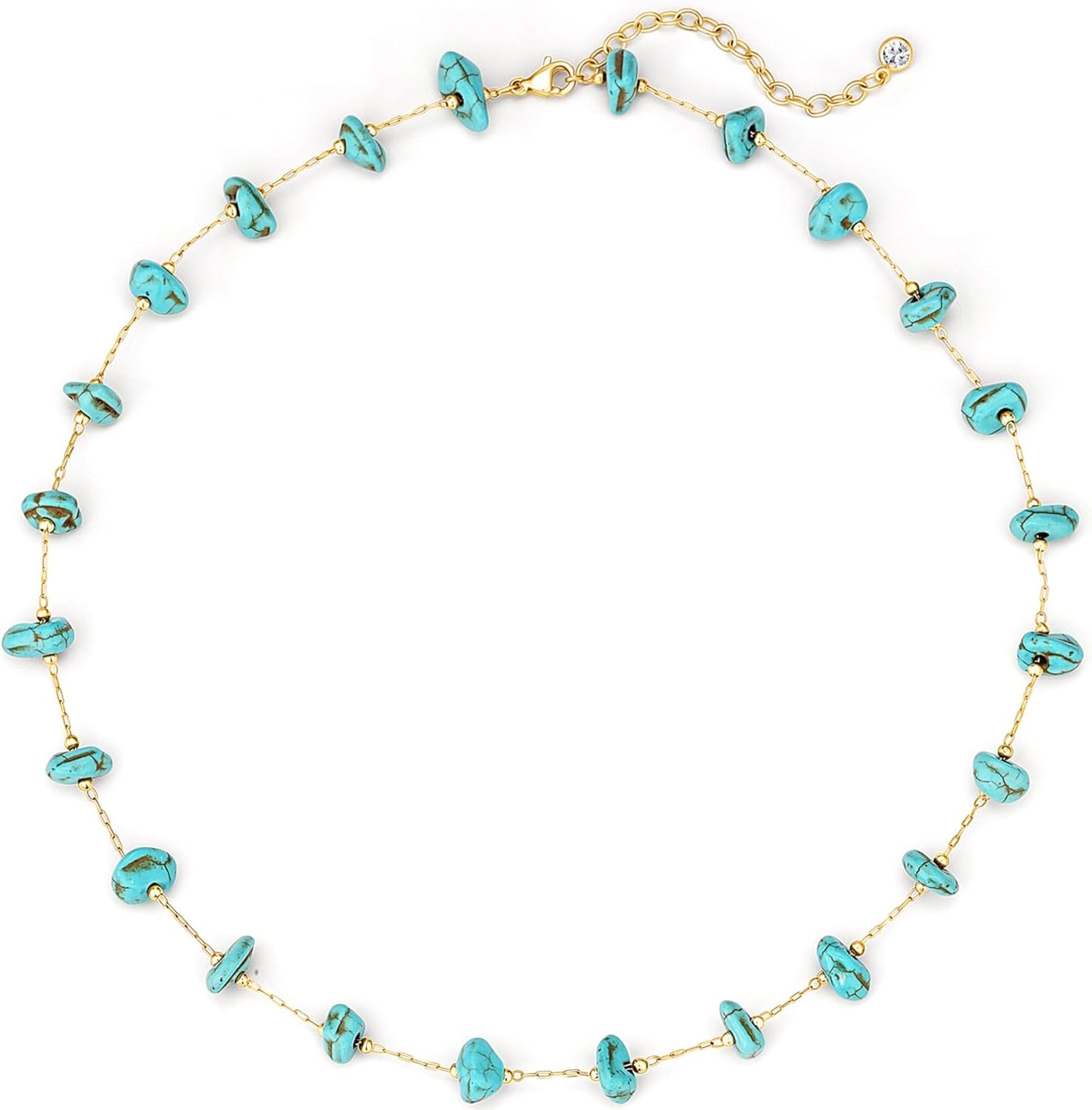Manufacturer  Created Turquoise Necklace for Women 14K Gold Plated Beaded Heart Choker Boho Necklaces Handmade Beach Summer Everyday Western Jewelry Gifts  necklace