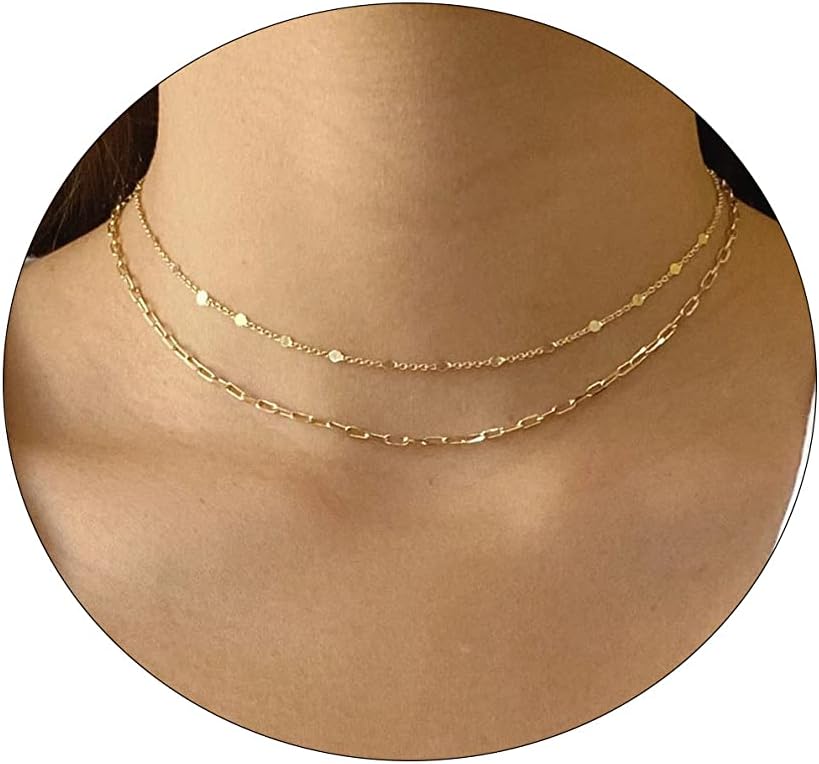 Manufacturer  BERISO 14K Gold/Silver Plated Satellite Choker Shining Dots Station Box Chain 3 Blue Beads Sparkle Chain Necklace Open Hearts Open Stars Link Chain Exquisite Jewelry for women  necklace