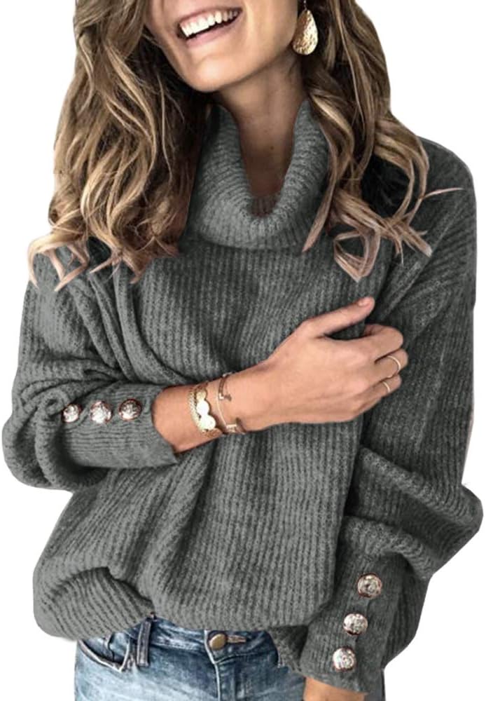 Manufacturer  Women's Oversized Turtleneck Chunky Pullover Sweaters Cowl Neck Long Sleeve Winter Slouchy Loose Knit Sweaters   sweaters