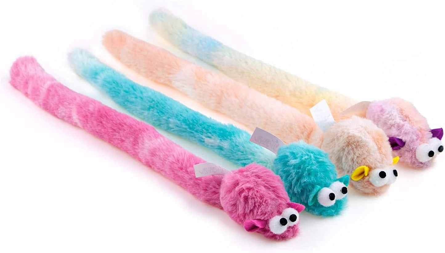 Manufacturer  CHIWAVA 4 Packs 15 Inch Long Soft Plush Cat Toys Mice with Bell Rustle Sound Small Mouse Activity Interactive Toy    Cat toy