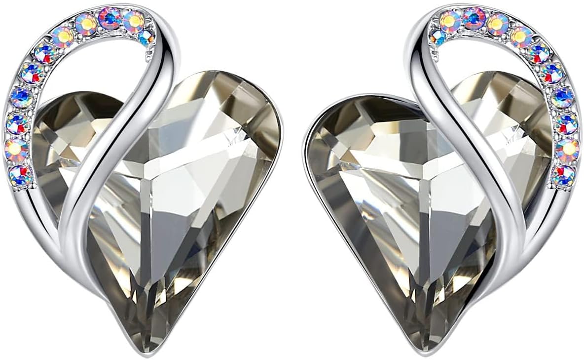 Manufacturer  Earrings for Women, Mothers Day Gift for Mom, Heart Birthstone Crystal Stud Earring, Silver Plated Birthday Jewelry  earring